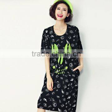 JPSKIRT160809 Latest Fashion Ladies Black Long Casual Dress