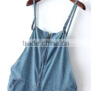 Casual Style Loose Fit Denim Overall With Zip Deatails (JXA072) photo-3