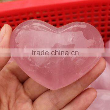 Natural polished rose crystal stone heart