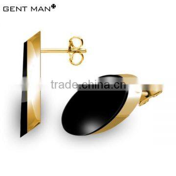 black and gold plated stainless steel stud earrings for woman 2015 new products