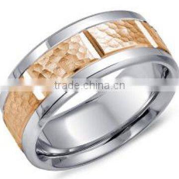 coolman Fashion Men Jewelry sand rose gold Tungsten Ring,hammer surface Mens Tungsten Carbide ring CMR-038-1