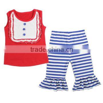 Wholesale 2016 Ruffle Clothing Bulk Buy Boutique Cotton Casual July 4th Patriotic Outfit Kids Clothes Wholesale