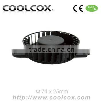 CoolCox diameter 74x25mm frameless blower fan,application for mini refrigerator