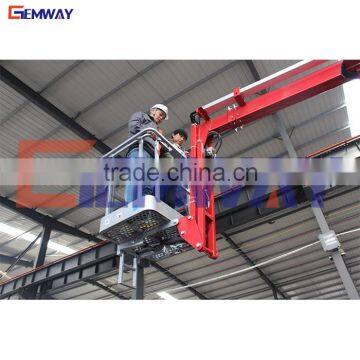 Towable hydraulic articulating manlift platform for aerial wroking