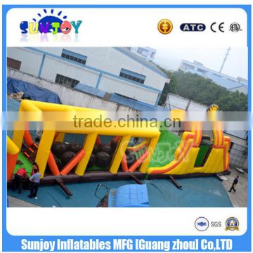 158ftL Giant Inflatable Obstacle Course With Wrecking Ball N Jump Fall Slide