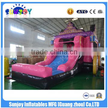 2016 new design China Sunjoy Inflatable pink combo castle Combo with slide for Sale outdoors