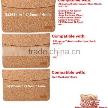 Sikai Patent Natural Oak Bark Water Proof Environmental Smooth Pouch Bag For Universal Laptop Tablet Cork Pouch Case Mouth Bag photo-4