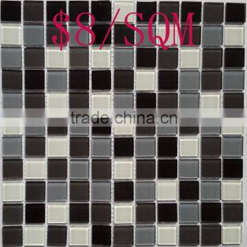 Modern house design blue glass mosaic tile swimming pool glass mosaic wall tiles glass mosaic(SFRS15016)