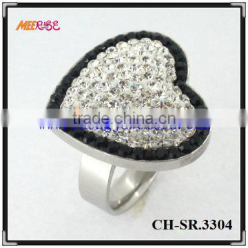 Fashion superman stainless steel wedding rings,heart shape ring,black diamond ring