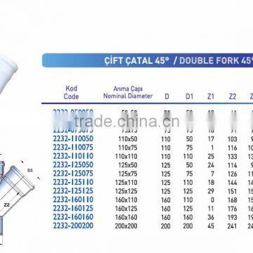 PVC Pipe Fittings 45 Degree Double Fork photo-2