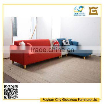 modern simple design nodic style sofa furniture wooden legs L-shaped fabric sofa in living room