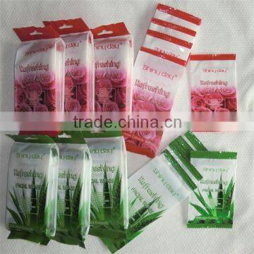 induvidually wrapped wet tissues, Makeup Remover Wipes, VE, Rose and Aloe Ingredient