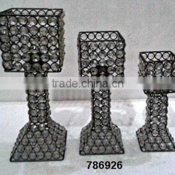 Aluminum,Iron & Glass Crystal Votive Tealight T-Light Candle Holder