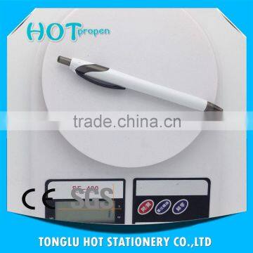 White Barrel Click Ball Pen With Transparency Plunger Clip and Tip