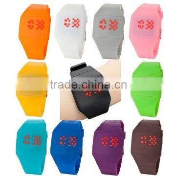 Unisex Ultra Thin Cool Red LED Touch Screen Digital Display Wrist Watch Rubber Wristwatch