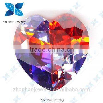 hot sale heart cutting synthetic stone multicolor loose cubic zirconia stone/tanzanite loose stones sale