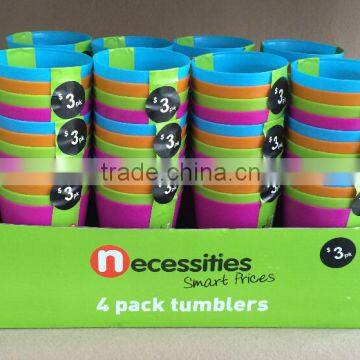 Tumblers PP 4PC mixed in display box packing #TG20613