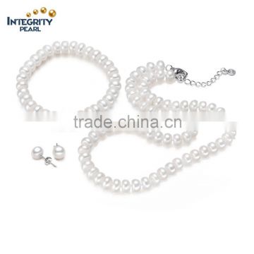 2016 girls love fashion 8mm gold plated clasp button white pearl set