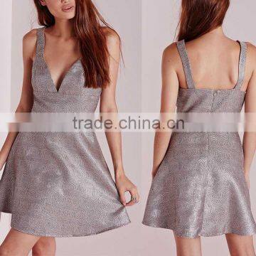 Crepe A-line spaghetti strap sexy women evening dress