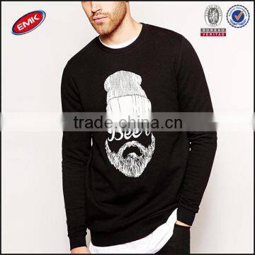 80% cotton and 20% polyester wholesale plain black hoodie with beer print