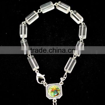 glass rosary beads catholic necklace, rosary square beads catholic