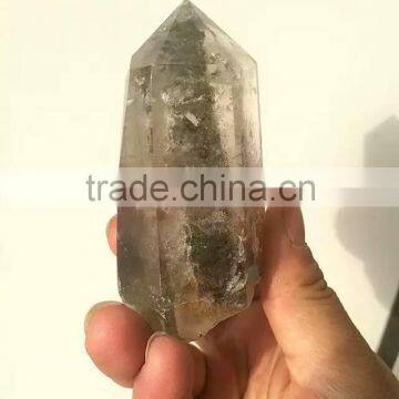 Natural green phantom crystal point/wand for decoration