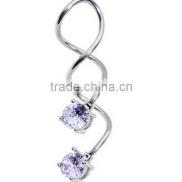 Stainless Steel CZ Gems Twister Piercing Jewelry Earrings Body piercings