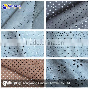 punched suede fabric/fabric with punch hole/polyester fabric hole punch for shoes/garment/sofa/home textile/decorate