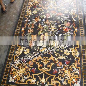 Marble Inlay Dining Table Top Pietra Dura Black Marble Table Top