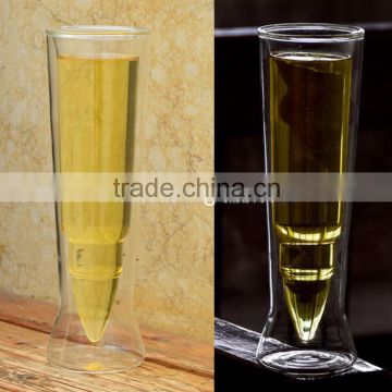 Hot fancy double wall glass bullet beer glass