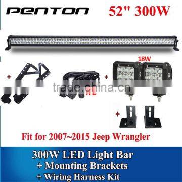 Penton Jeep Wrangler Roof Waterproof 52inch 300W + 18W Spot Flood Led Light Bar, 4x4 led offroad light bar