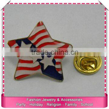 Star shape metal lapel pin, wholesale custom lapel pins