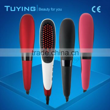 Factory OEM Private Label 2 in 1 Anion LCD Electric Fast Ceramic Straightening Brush