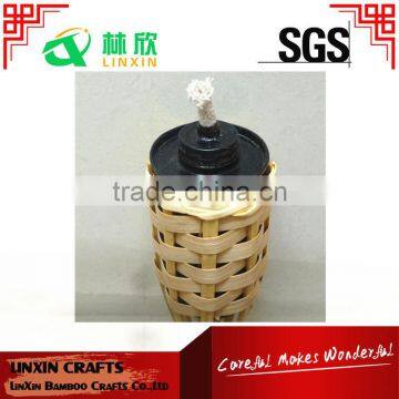 Natural or dyed bamboo torch for garden or festival