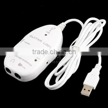 White Guitar to USB Interface Link Cable PC/MAC Recordi