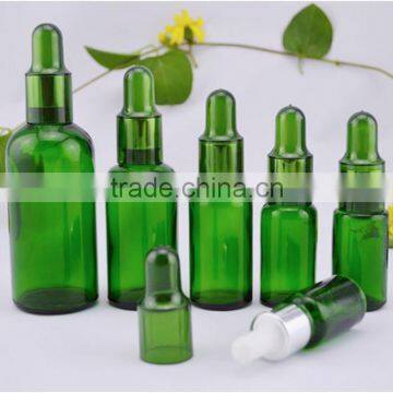 The new 50ml,30ml,20ml,10ml,15ml green glass bottle with plastic shorted dropper