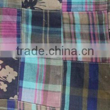 Madras Check Patchwork handmade pure fabrics For Carpet