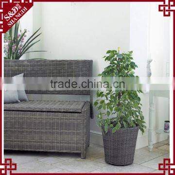 S&D Cheap& High Quality New Style PE Blow Molding Round Grey Wicker Laxury Rattan Plastic Flower Pot / Planter photo-3