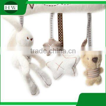 Wholesale Custom Soft Plush Rabbit Beer Musical Baby Kids Hanging Bed Stroller Rattle Toys photo-2