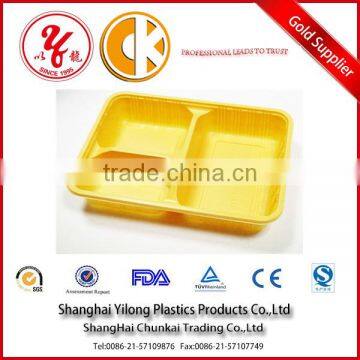 Yellow square disposable plastic food storage containers