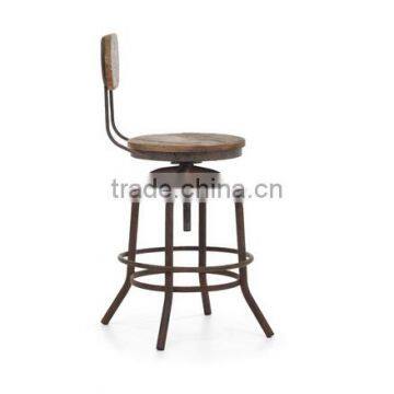 Industrial Rustic Wood Metal Counter Chair photo-2