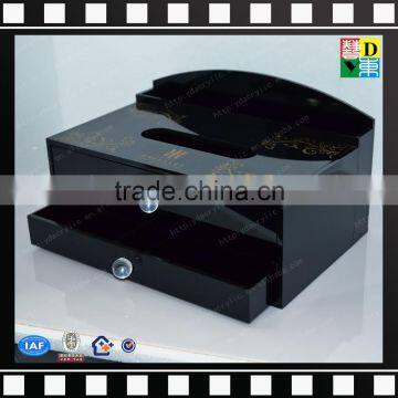 2016 Wholesale Black Acrylic Drawer Box With Diamond Handle for Cosmetics/ Makeup