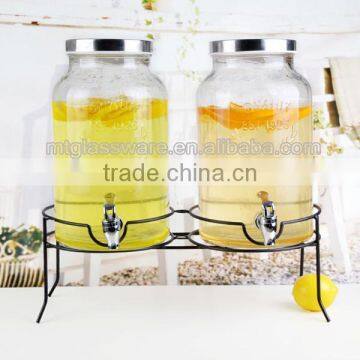 Twins Water Jar Ice Water Jar Juice Glass Dispenser With Metal Stand photo-4
