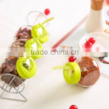 Set 4 Cheap Clear 6oz Glass Spice Jars With Decorative Lid in Metal Rack photo-3