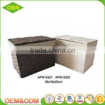Quality Paper Rope Rectangular Storage Basket With Lid photo-4