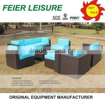 Modern Black Outdoor Rattan Sofa With Orange Cushions photo-5