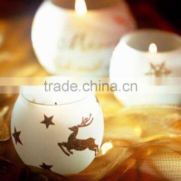 Dongguan sandblast with printing glass cup tealight glass candle holders supplier