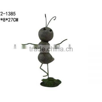 Metal art garden decor with ceramic