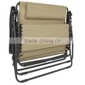 Outdoor 2 Person Double Wide Beige Folding Zero Gravity Chair photo-6