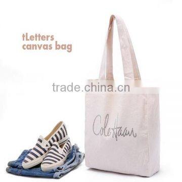 Eco-Friendly School Carrying Books Cotton Plain Shoulder Tote Bag photo-2
